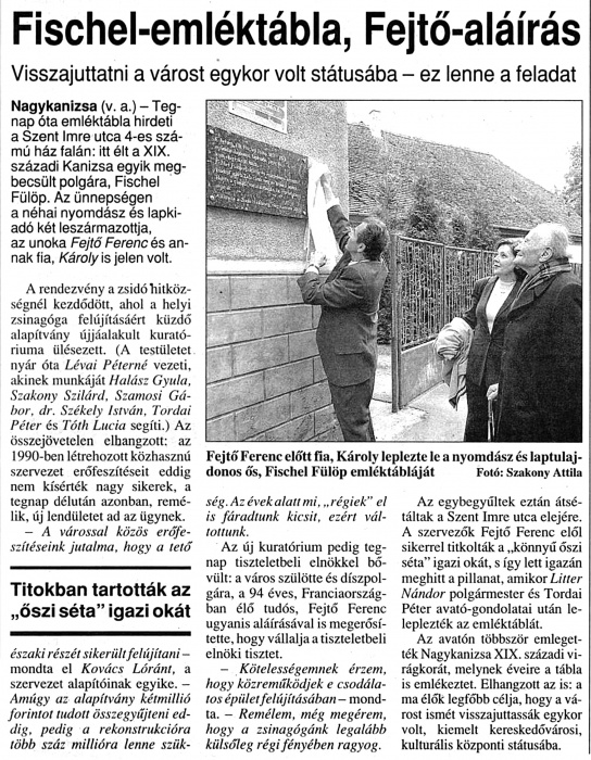 Zalai Hirlap 2003 10 14 05old - Fischel-emléktábla, Fejtő-aláírás.jpg Zalai Hirlap 2003 10 14 05old - Fischel-emléktábla, Fejtő-aláírás.jpg